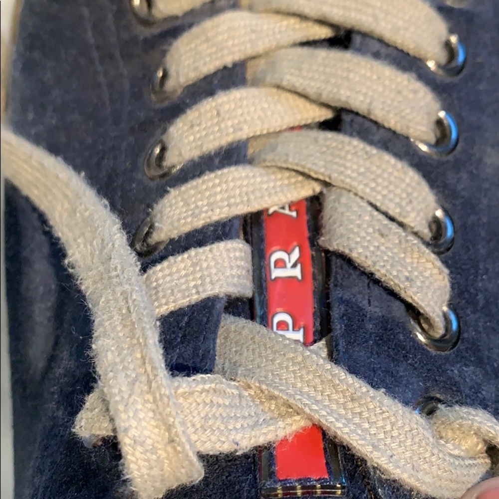 PRADA Lace-up cap-toe Navy Sneakers - Picture 5 of 5